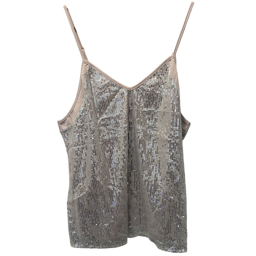 Kohl's Gray Fully Sequined Tank Top Lined Adjustable Straps Women's Large NWT